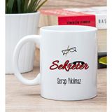 Hediye Dükkanı Kişiye Özel Sekreter Baskılı Beyaz Kupa Bardak