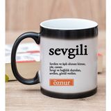 Hediye Dükkanı Kişiye Özel Sevgili Kelimesi için Anlam Baskılı Sihirli Kupa Bardak