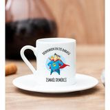 Hediye Dükkanı Kişiye Özel Süper Baba Beyaz Türk Kahvesi Fincanı