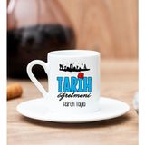 Hediye Dükkanı Kişiye Özel Tarih Öğretmeni Beyaz Türk Kahvesi Fincanı
