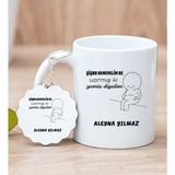 Hediye Dükkanı Kişiye Özel Varmış Ki Yemiş Diyelim Esprili Beyaz Kupa Bardak ve Anahtarlık