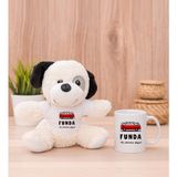 Hediye Dükkanı Kişiye Özel Vosvos Minibüs Tasarımlı Beyaz Kupa Bardak ve Peluş Köpek