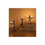 Hediye Fikri Afrikalı Kadın Tasarımlı Tealight Metal Mumluk Dekoratif Şık Hediyelik Üçlü Set