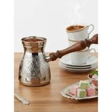 Hediye Fikri Pirinç Cezve 4.75'' (12 Cm) – 3-4 Kişilik Türk Kahvesi Cezvesi - Gri - Beyaz
