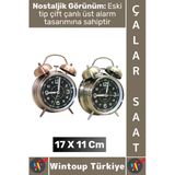 #Hediye Hediyelik Dekoratif Vintage Retro Genç Yetişkin Odası Alarm Masa Üstü Çalar Saat 17 X 11 Cm