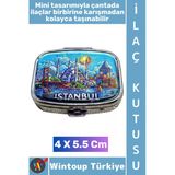 #Hediye Hediyelik Şık İstanbul Temalı 2 Bölmeli Hap Vitamin Tablet İlaç Saklama Kutusu 4 X 5,5 Cm