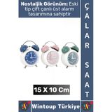#Hediye Hediyelik Vintage Retro Genç Yetişkin Odası Alarm Şık Renkli Masa Üstü Çalar Saat 15 X 10 Cm
