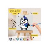 hediye hobim Çocuklar İçin Eğitici Sayılarla Boyama Seti Penguen–20x20 Tuval,Şövale,Boya&Fırça ,Sanat ve Zeka