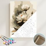 Hediye Hobim Lotus Çiçeği Sayılarla Boyama Seti 40x50 cm Kasnaklı Tablo Fırça ve Boya Dahil