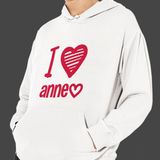 Hediye Kesesi Anneler Günü "ı Love Anne" Baskılı Cepli, Kapşonlu Beyaz Unisex Sweatshirt HK2622 - 3XL