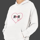 Hediye Kesesi Anneler Günü "love Mom" Baskılı Cepli, Kapşonlu Beyaz Unisex Sweatshirt HK2624 - 3
