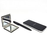 Hediye Kesesi Kişiye Özel Hediyelik Set 5000 mAh Powerbank, Metal Tükenmez Kalem, Derili Ayna Siyah