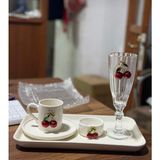 Hediye Köşkü 6 Kişilik 30 Parça Kirazlı Porselen Kahve Sunum Seti - Beyaz - 90 ml
