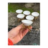 Hediye Köşkü Tasarım Metal Ayaklı Porselen 6lı Mini Lokumluk Reçellik Sosluk