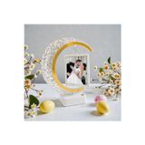 Hediye Kristal Led'li Hilal Fotoğraf Çerçevesi Dokunmatik Işıklı 2 Fotoğraflı Kişiye Özel Hediye