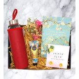 Hediye Kutusu - Cam Matara & Defter & Krem