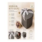 Hediye Kutusu Orta Boy Gri Kalpli 1 Paket K-8634 Boş Hediye Kutusu Sevgiliye Özel Kurdelalı Kutu Karton Kutu Hatıra