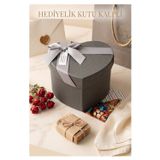 Hediye Kutusu Orta Boy Kalpli 1 Paket K-8634 Boş Hediye Kutusu Sevgiliye Özel Kurdelalı Kutu Karton Kutu Hatıra Kutusu