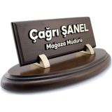 Hediye Marketi17 Oval Ahşap Masa Isimliği