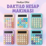 Hediye Ofisi Daktilo Tasarım Renkli Tuşlu Masaüstü Hesap Makinesi – Pastel Retro