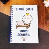 Hediye Ofisi Şimdi Çalış Sonra Ağlarsın Mavi Tasarımlı Konuşan Ajanda