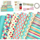 Hediye Paketleme Kağıdı, 6 Adet 50X70cm Bahar Temalı Set, Kurdele, Sticker Ve Bant Dahil, Doğum Günleri İçin Mükemmel Hediye Paketleme Seti