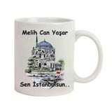 Hediye Rengi İsme Özel Ortaköy Temalı Sen İstanbulsun Kupa Bardak