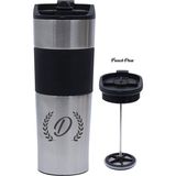 Hediye Rengi Isme Özel Premium French Press Çelik Termos 450 ml M2 - Gri