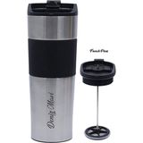 Hediye Rengi Isme Özel Premium French Press Çelik Termos 450 ml M3 - Gri