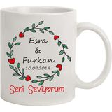 Hediye Rengi İsme Özel Tasarımlı Kalpli Sonsuzluk Kupa Bardak