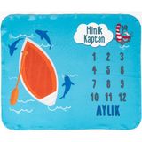Hediye Sepeti Hediyesepeti Küçük Denizcilere Hediye Bebek Fotoğraf Battaniyesi Seti - Mavi - 0 - 3 Yaş
