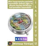 #Hediye Şık Dekoratif 3 Bölmeli Vitamin Hap Tablet İstanbul Temalı İlaç Saklama Kutusu 5 X 5 Cm