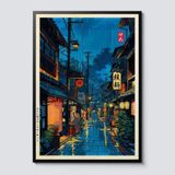 Hediye Vakti Anime Tokyo Sokakları Poster | Japonya Gece Manzarası Duvar Posteri | Çerçevesiz Dekoratif Poster