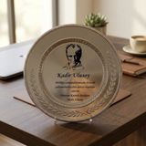Hediye Vakti Atatürk Tasarımlı Ayaklı Gümüş Metal Tabak Plaket - Kişiye Özel Baskılı Teşekkür Ödülü - standar