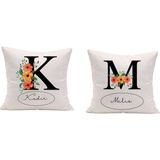 Hediye Vakti Baş Harf Detaylı Isim Yazılı 2'li Hediyelik Yastık Kılıfı Seti (Içi Boş) - Çok Renkli - 35 x 35