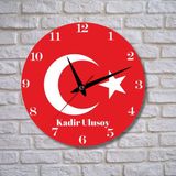 Hediye Vakti Bayrak Tasarımlı Kişiye Özel Temalı Cam Duvar Saati 293214