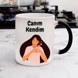 Hediye Vakti Canım Kendim Tasarımlı Sihirli Kupa - Beyaz - 300 ml