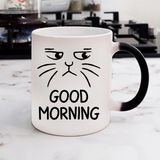 Hediye Vakti Good Morning Kedi Tasarımlı Sihirli Kupa - Beyaz - 300 ml