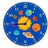 Hediye Vakti Güneş Sistemi Çocuk Odası Metal Duvar Saati 29x29 cm - Eğitici Gezegenler Sessiz Akar Mekanizma