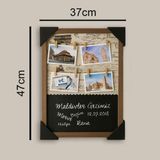 Hediye Vakti Kişiye Özel Ahşap Yazı Tahtalı İpli Duvar Fotoğraf Çerçevesi 37x47 cm – Mandallı Hasır İpli Fotoğraf Panosu