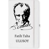 Hediye Vakti Kişiye Özel Atatürk Süliet Tasarımlı Defter - Beyaz