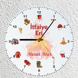 Hediye Vakti Kişiye Özel İsimli İtfaiyeci Cam Duvar Saati 30x30 cm - İtfaiye Eri Meslek Hediyesi