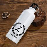 Hediye Vakti Kişiye Özel Kancalı Alüminyum Beyaz Su Matarası - 600MLT - 500 ml - Gümüş