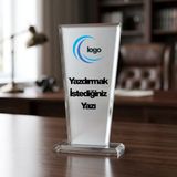 Hediye Vakti Kişiye Özel Kristal Cam Plaket - Logolu Ödül ve Başarı Teşekkür Plaketi - Çok Renkli - standart