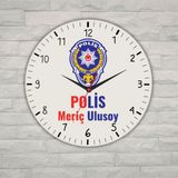 Hediye Vakti Kişiye Özel Polis Logolu Metal Duvar Saati - Emniyet Teşkilatına Özel Hediye