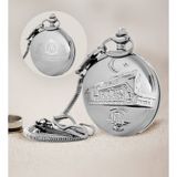 Hediye Vakti Kişiye Özel TCDD Tren Kabartmalı 20 MM Silver Köstekli Cep Saati