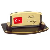 Hediye Vakti Kişiye Özel Türk Bayraklı Masa İsimliği – Ahşap Şık Tasarım
