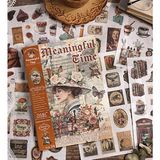 Hediye Vakti Retro Temalı Çıkartma ve Sticker Kitabı | 24 Sayfa Estetik Journal Malzemesi 1 Adet - Çok Renkli
