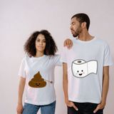 Hediye Vakti Sevimli Kaka ve Tuvalet Kağıdı Tasarımlı Eş Tişörtleri - Komik Sevgili Tshirt Kombini
