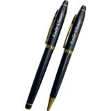 Hediye Vakti TSK Logolu Kişiye Özel İsim Yazılı Deri Kutulu 2'li Kalem Seti | Roller ve Tükenmez Kalem